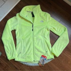 The North Face fuzzy fleece jacket bright yellow women’s size extra small xs